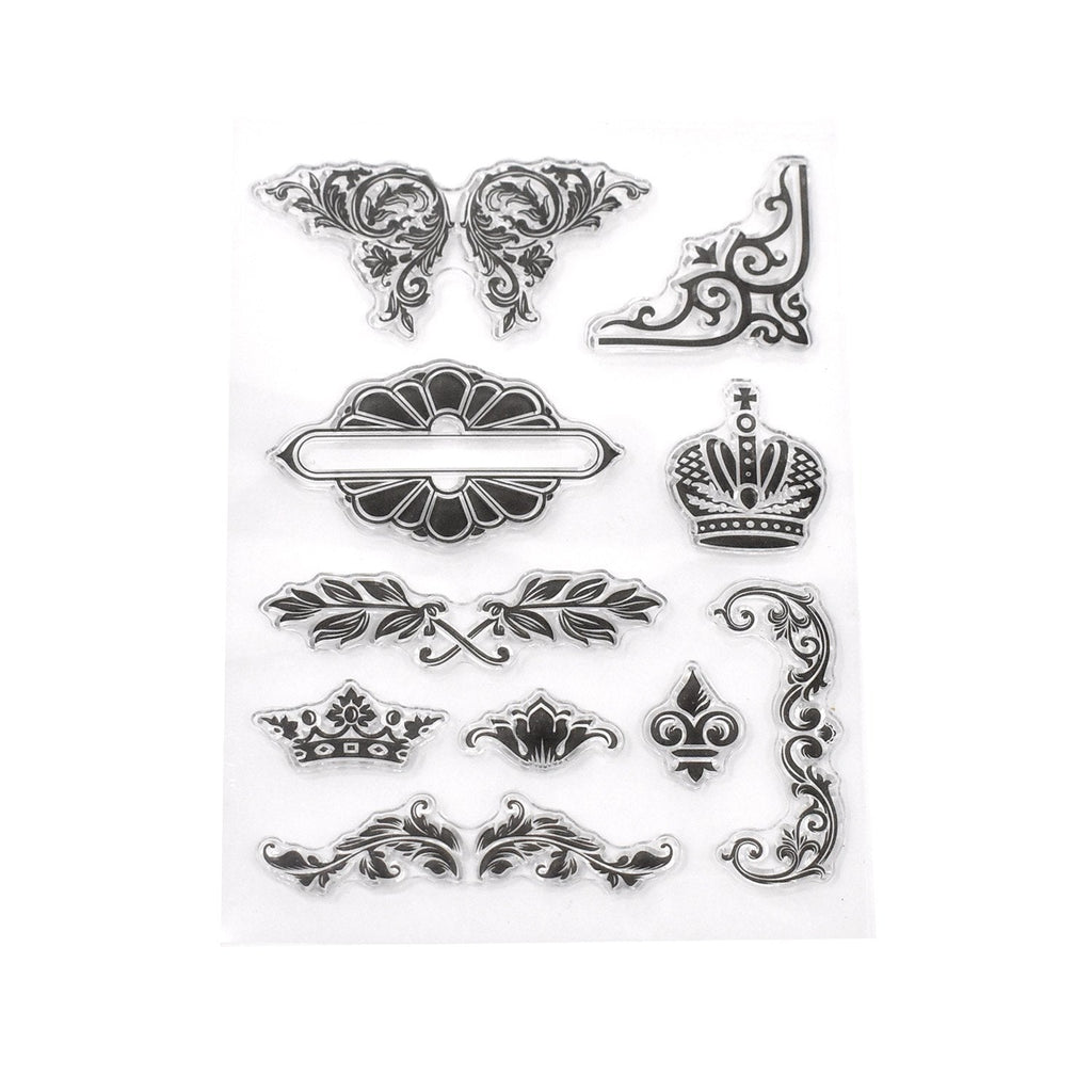 Silicone Noble Floral Clear Stamps, 10-Piece