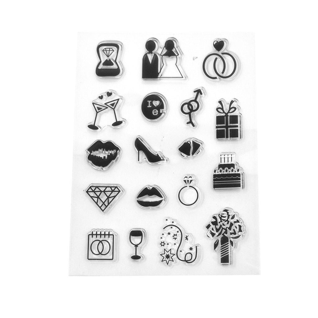 Silicone Wedding Icons Clear Stamps, 18-Piece