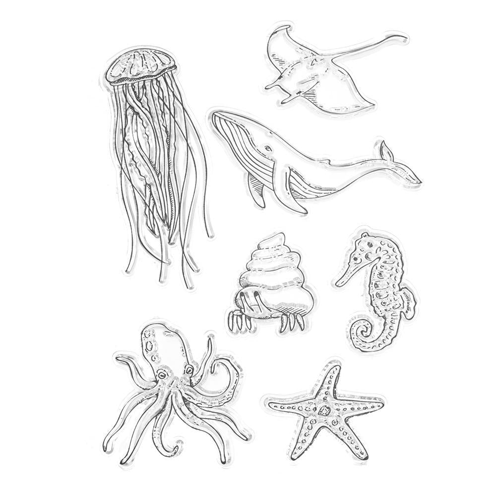 Silicone Sea Life Clear Stamps, 7-Piece