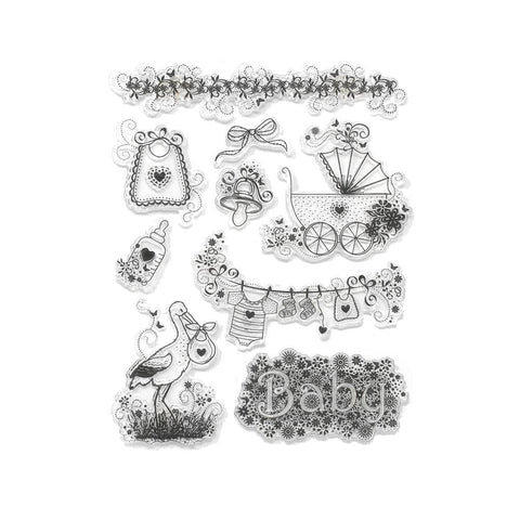 Silicone Baby Clear Stamps, 9-Piece