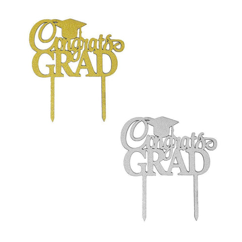 Glittered "Congrats Grad" Cake Topper, 6-Inch