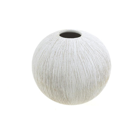 Textured Ceramic Bud Ball Vase, White, 5-Inch