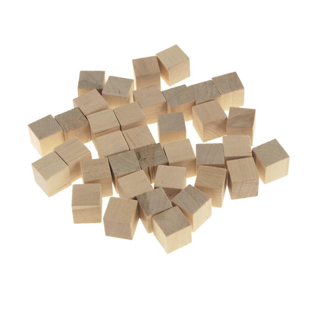 Wooden Cube Blocks, Natural, 5/8-Inch, 36-Count