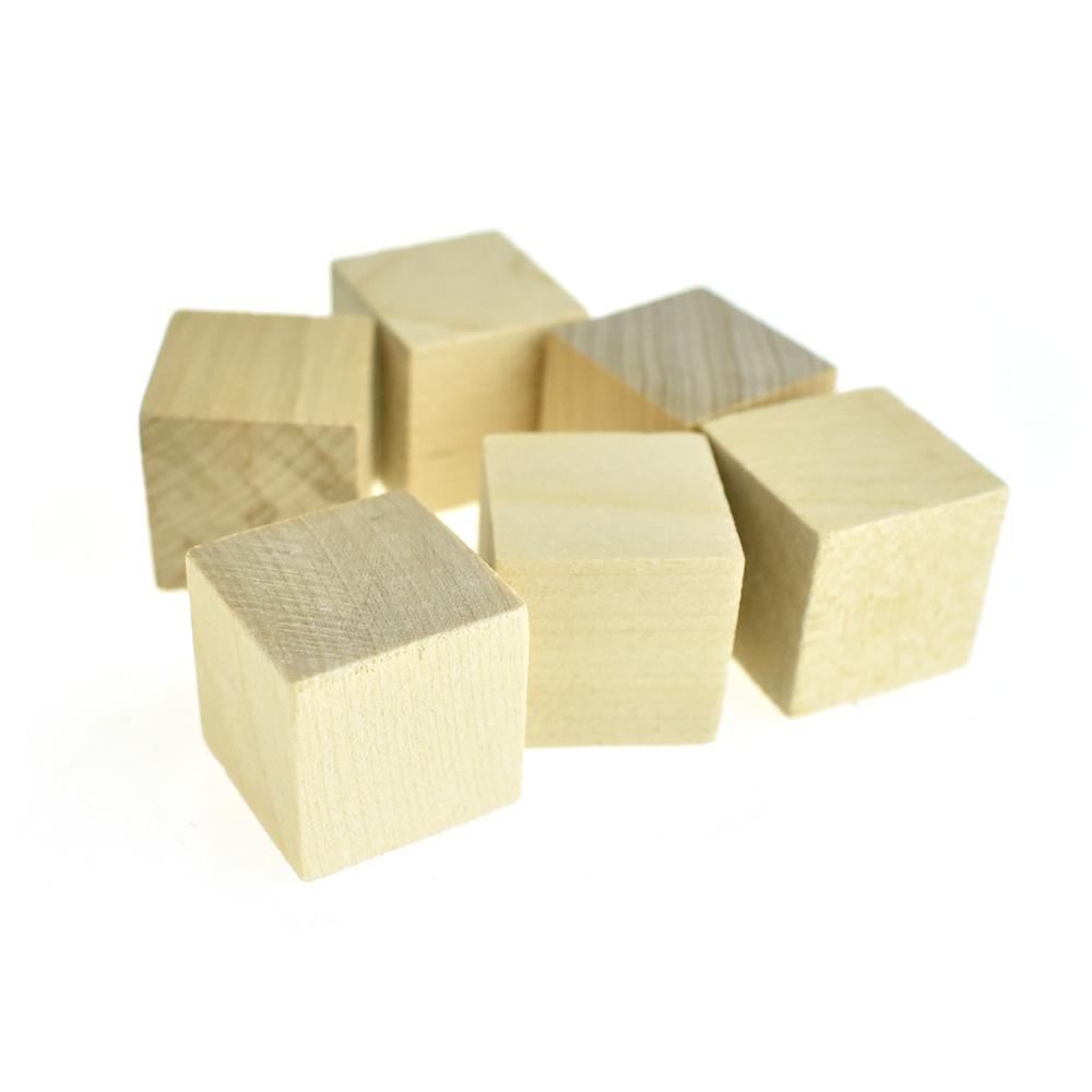 Natural Wooden Cube Blocks, 1-Inch, 6-Piece