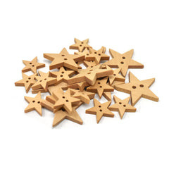 Assorted Craft Wood Buttons, 25-piece, Natural