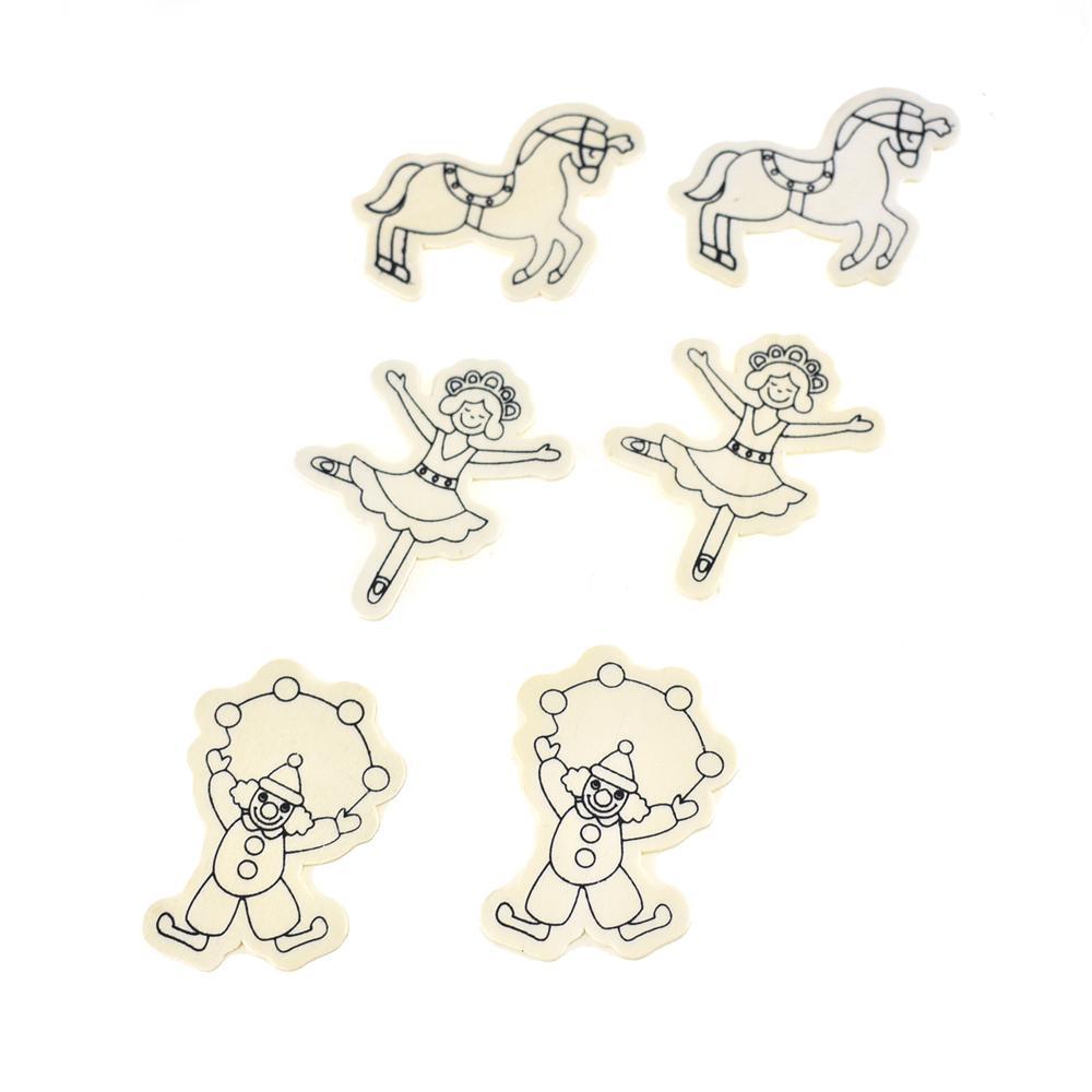 Circus Performer Themed Wooden Cut-Outs, Ivory, 6-Piece
