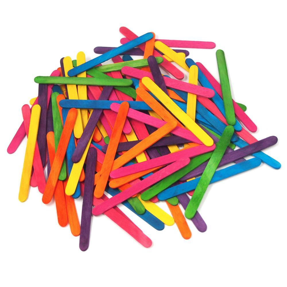 Wooden Craft Popsicle Sticks, Assorted Color, 4-1/2-Inch, 100-Piece