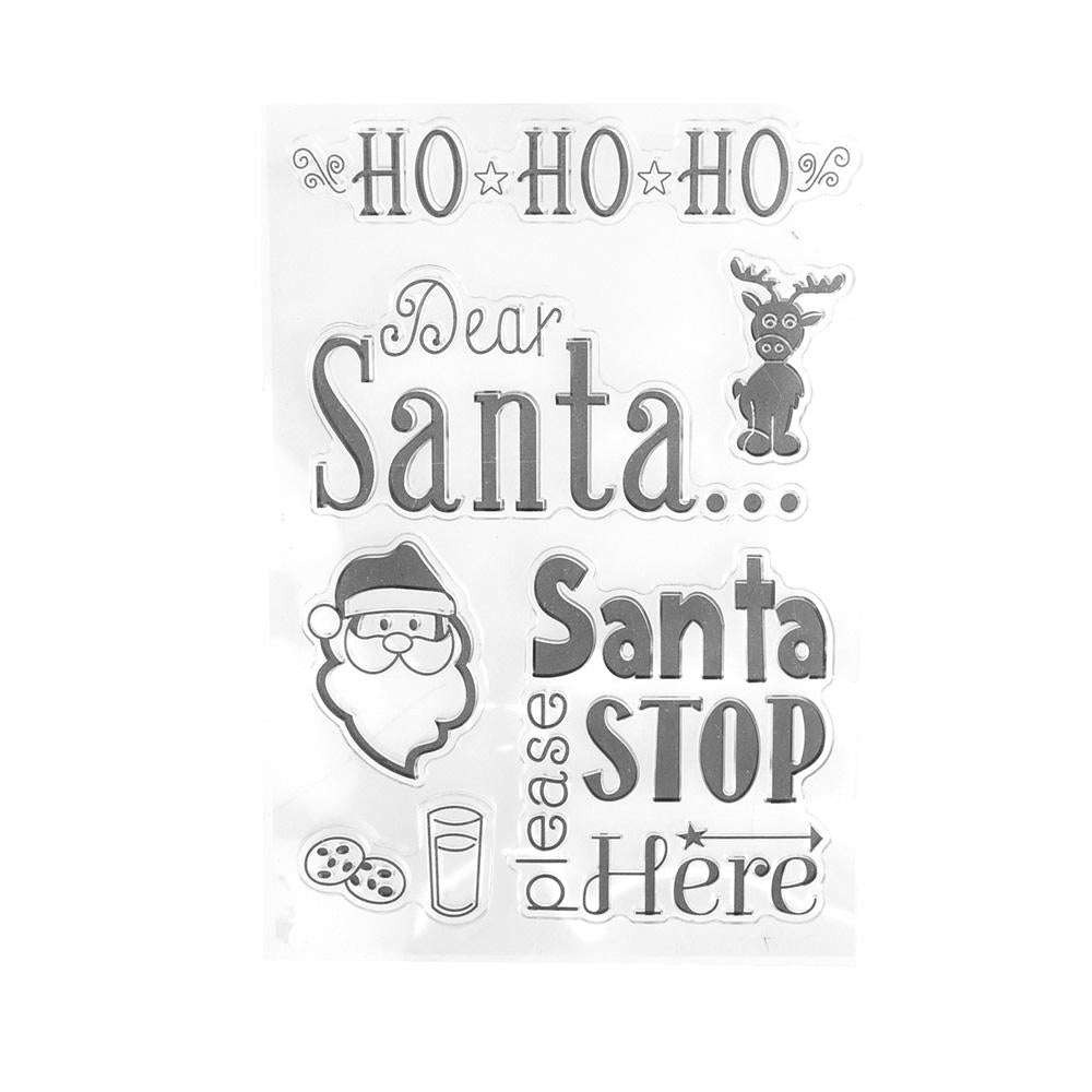 Dear Santa Stop Here Christmas Holiday Clear Stamps, 6-Piece