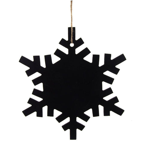 Snowflake Chalkboard Wooden Wall Plaque, Black, 9-3/4-Inch