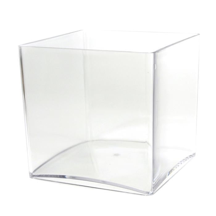 Clear Acrylic Cube Vase Display, 6-Inch x 6-Inch