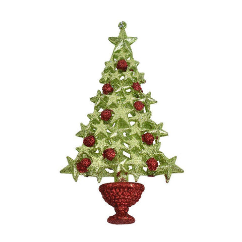 Acrylic Glitter Berry and Star Christmas Tree Ornament, 6-1/2-Inch