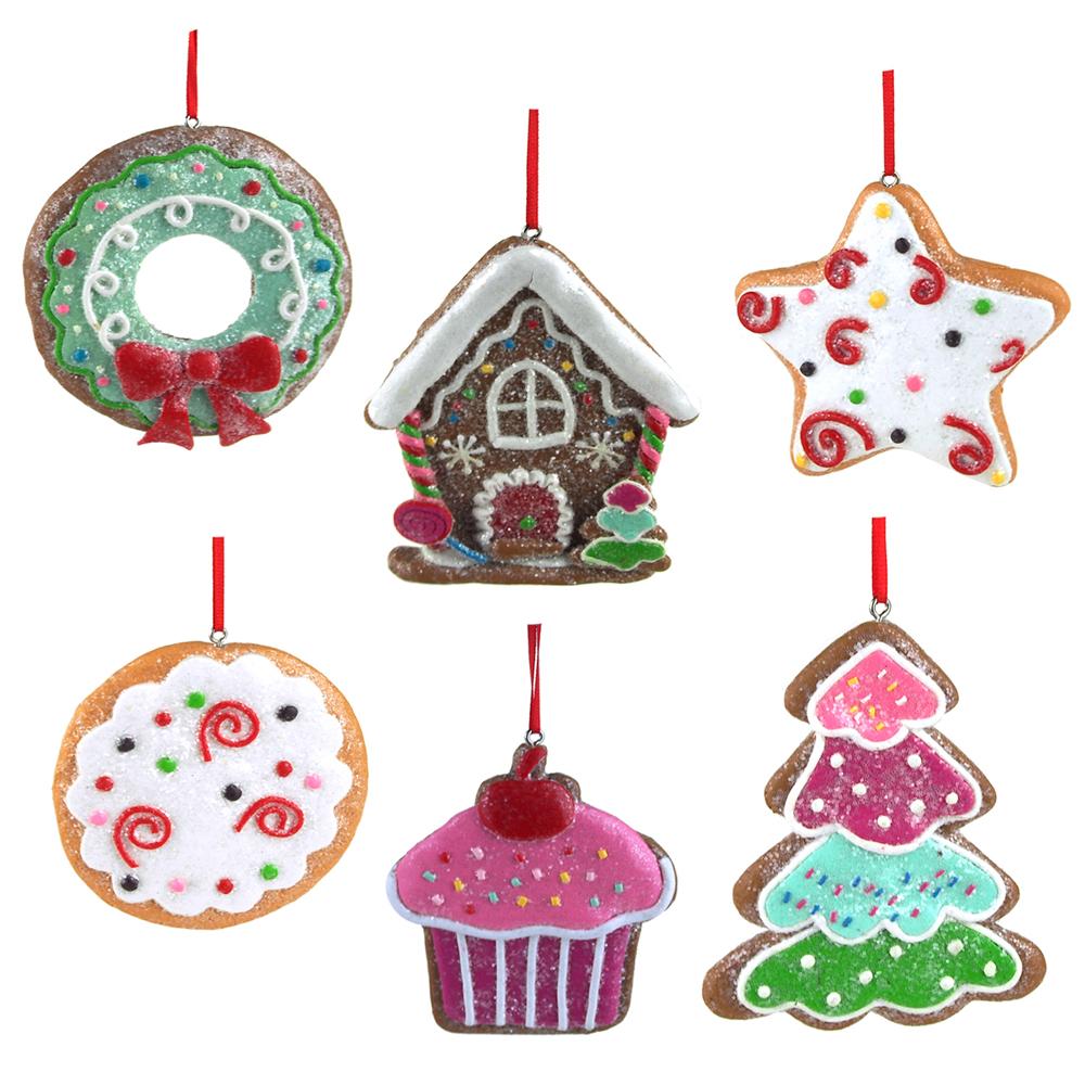 Gingersnap Cookie Clay-dough Ornaments, 3-1/2-Inch, 6-Piece