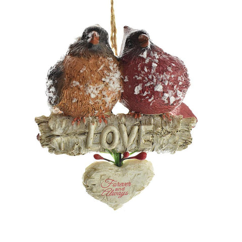 Cardinals On Birch Branch Ornament, 4-Inch