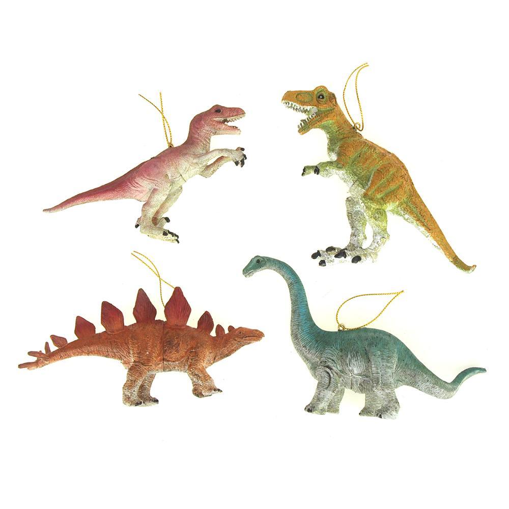 Plastic Dinosaur Ornaments, 4-Inches, 4-piece