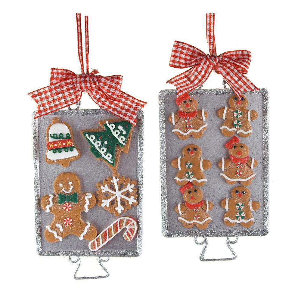 Metal Tray with Gingerbread Christmas Ornaments, 5-Inch, 2-Piece