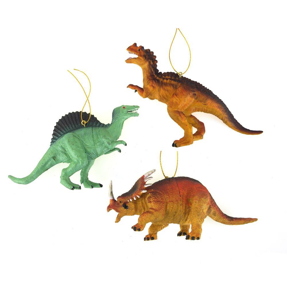 Plastic Dinosaur Ornaments, 4-Inches, 3-piece