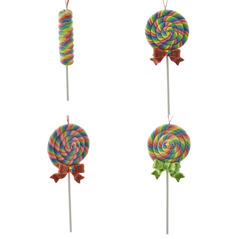 Claydough Glitter Lollipop Ornaments, 6-1/2-inch, 4-Piece