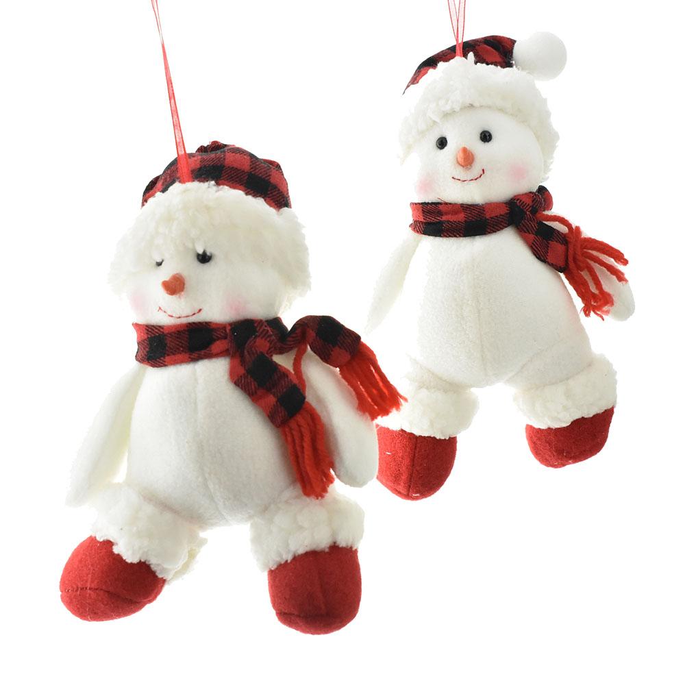 Fabric Snowman Christmas Ornaments, Assorted Sizes, 2-Piece