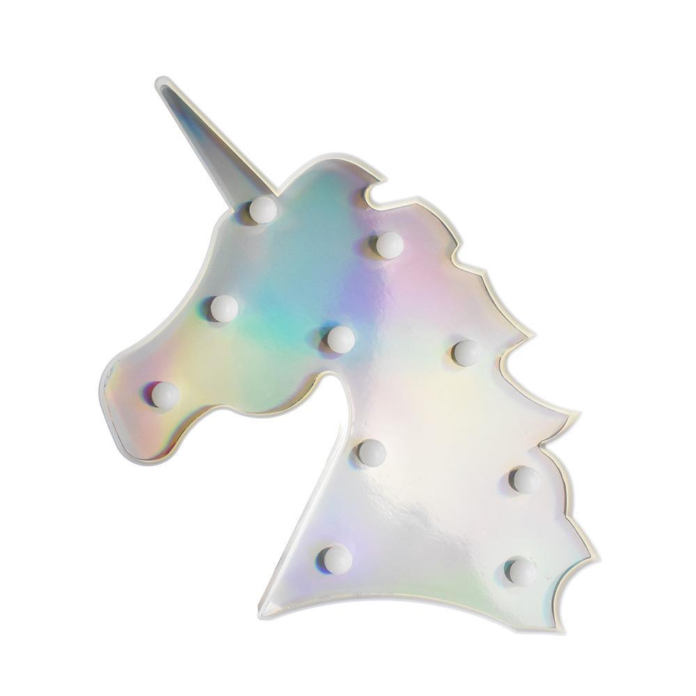 Holographic Unicorn Head LED Light Up Wall Decor, 12-1/2-Inch