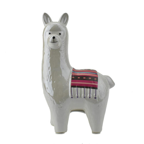 Ceramic Happy Llama Coin Bank, Pearl White, 8-1/4-Inch