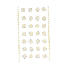 Pearlescent Rhinestone Rose Stickers, 1/2-Inch, 30-Piece