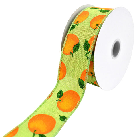 Oranges Faux Linen Wired Ribbon, 1-1/2-inch, 10-yard