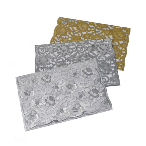 Rectangular Laser Cut Floral Imprint Blank Invitations, 7-1/4 Inch, 8-Piece