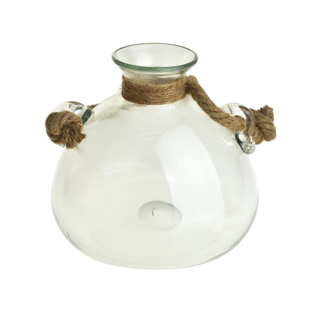 Spacious Glass Vase with Rope Handle, 8-1/4-Inch