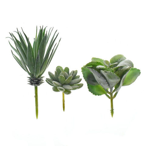 Artificial Dark Green Succulent Flower Picks, 3-Piece
