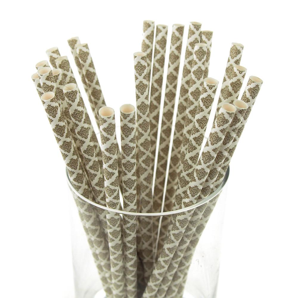 Damask Paper Straws, 7-3/4-inch, 25-Piece
