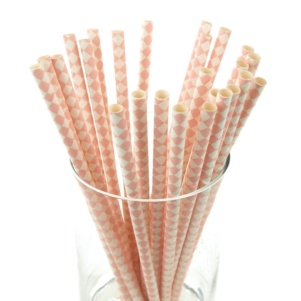 Pink Diamond Paper Straws, 7-3/4-inch, 25-Piece