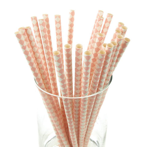 Pink Diamond Paper Straws, 7-3/4-inch, 25-Piece