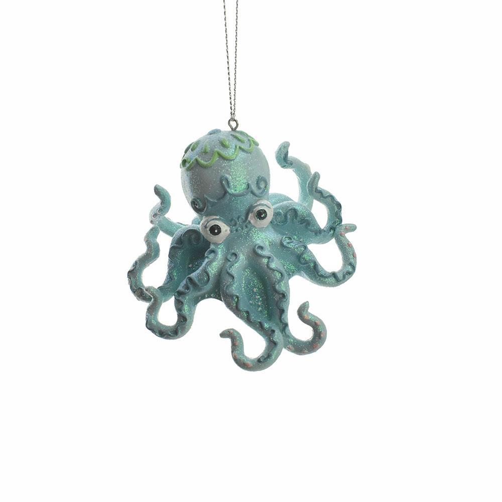 Glittered Octopus Resin Christmas Ornament, 2-1/4-Inch