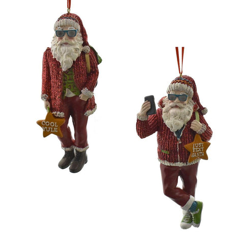 Cool Yule Santa Ornaments, 5-Inch, 2-Piece