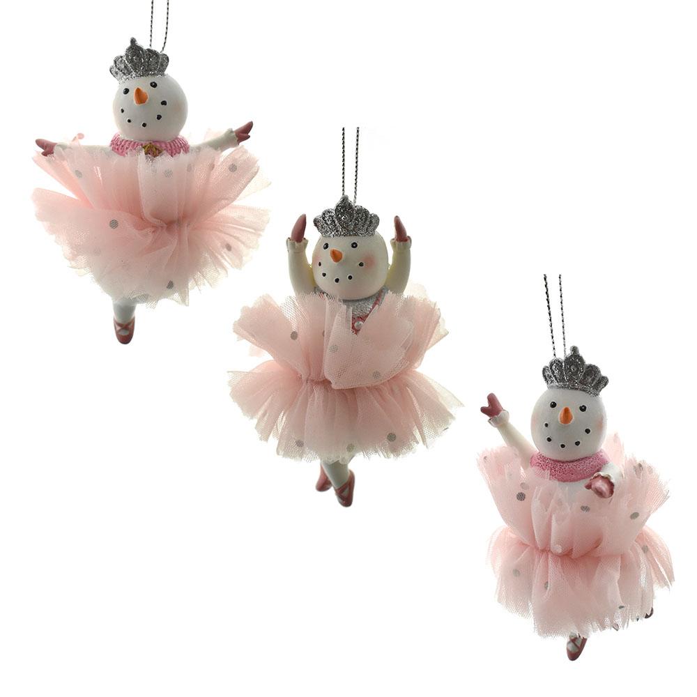Resin Snowlady Ballerina Ornaments, 4-Inch, 3-Piece
