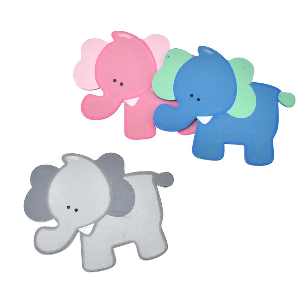 Wooden Elephant Animal Cutouts, Assorted Colors, 12-Piece