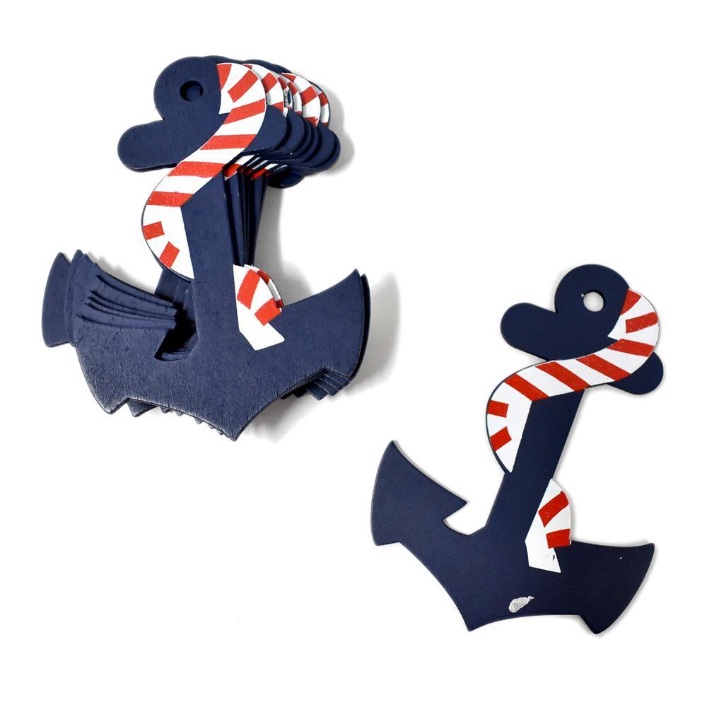 Large Nautical Anchor Wooden Baby Favors, Navy, 4-1/2-Inch