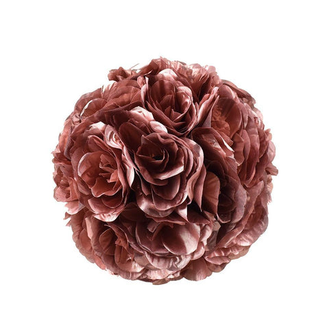 Metallic Flower Kissing Balls, Rose Gold, 10-Inch