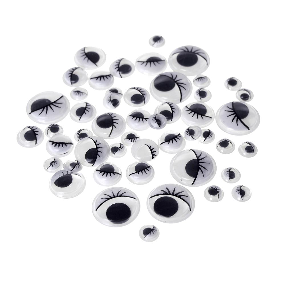Homeford Assorted Small Googly Eyes Lashes Self Adhesive Sticker, Black, 38-Count