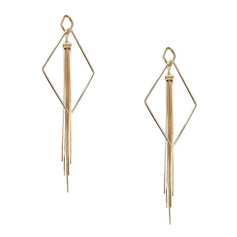 Hanging Diamond Tassel Earrings, 6-Inch