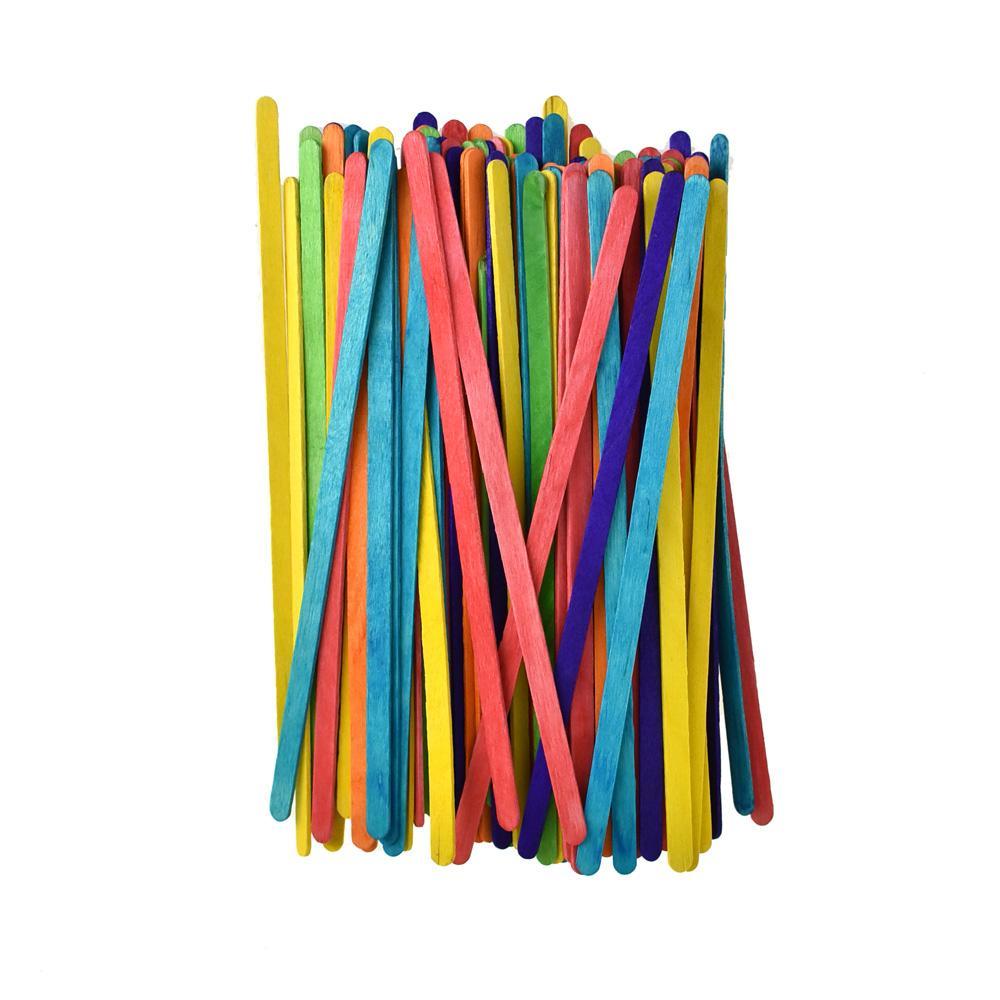 Long Wooden Craft Stir Sticks, Assorted Color, 7-1/2-Inch, 100-Piece