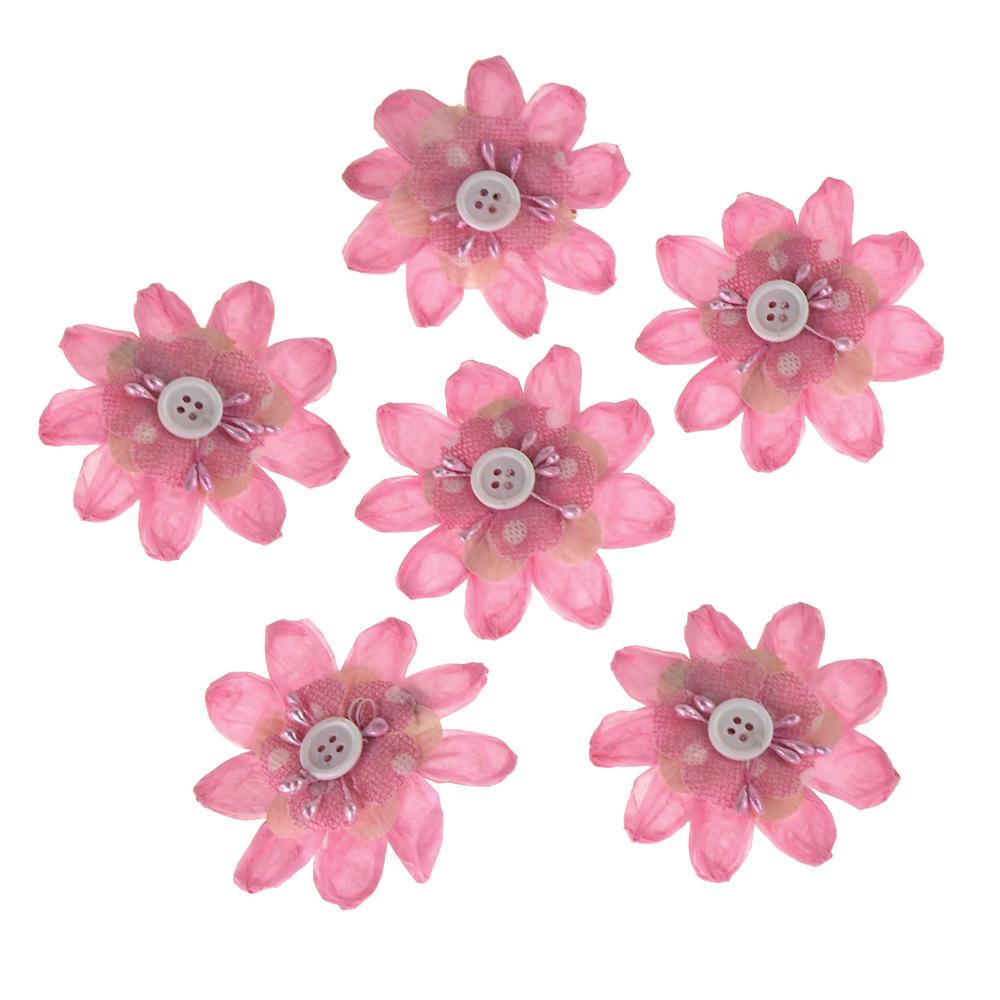 Paper Flower Clothespins Embellishment, 3-Inch, 6-Count, Pink