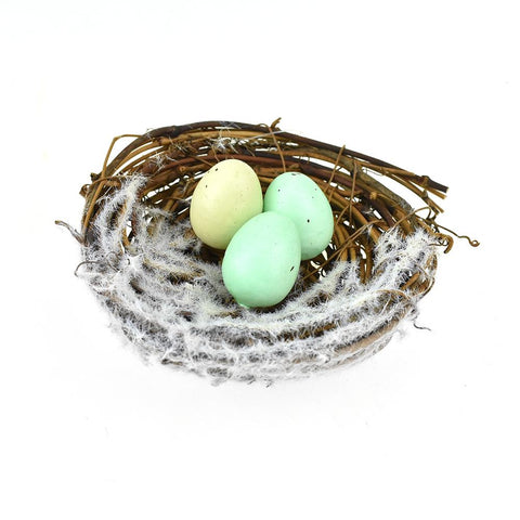 Artificial Snow Covered Wooden Birdnest Decoration, 4-Inch