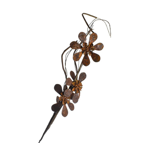 Rustic Metal Flower Floral Spray Pick, 21-Inch