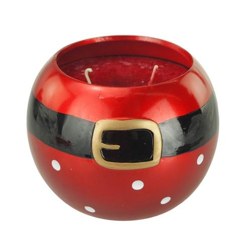 Santa Belt Holiday Christmas Ceramic Pot Scented Candle, 4-1/2-Inch