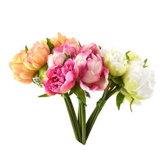 Artificial Peony Bouquet, 9-1/2-Inch, 5-Piece