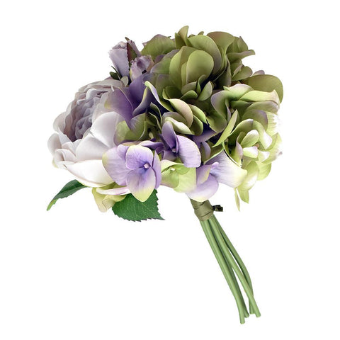 Artificial Hydrangea/Rose/Peony Bouquet, 11-Inch