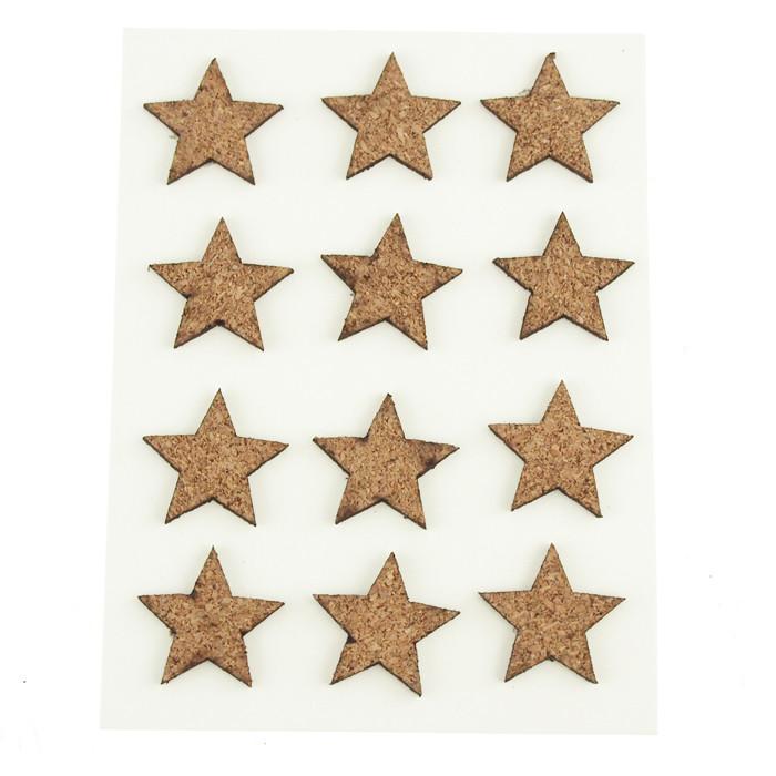 Self Adhesive Natural Cork Star Tags, 1-Inch, 12-count
