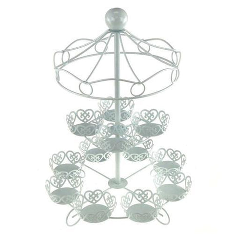 Metal Carousel Cupcake Holder, 2 Tier, 16-inch, White