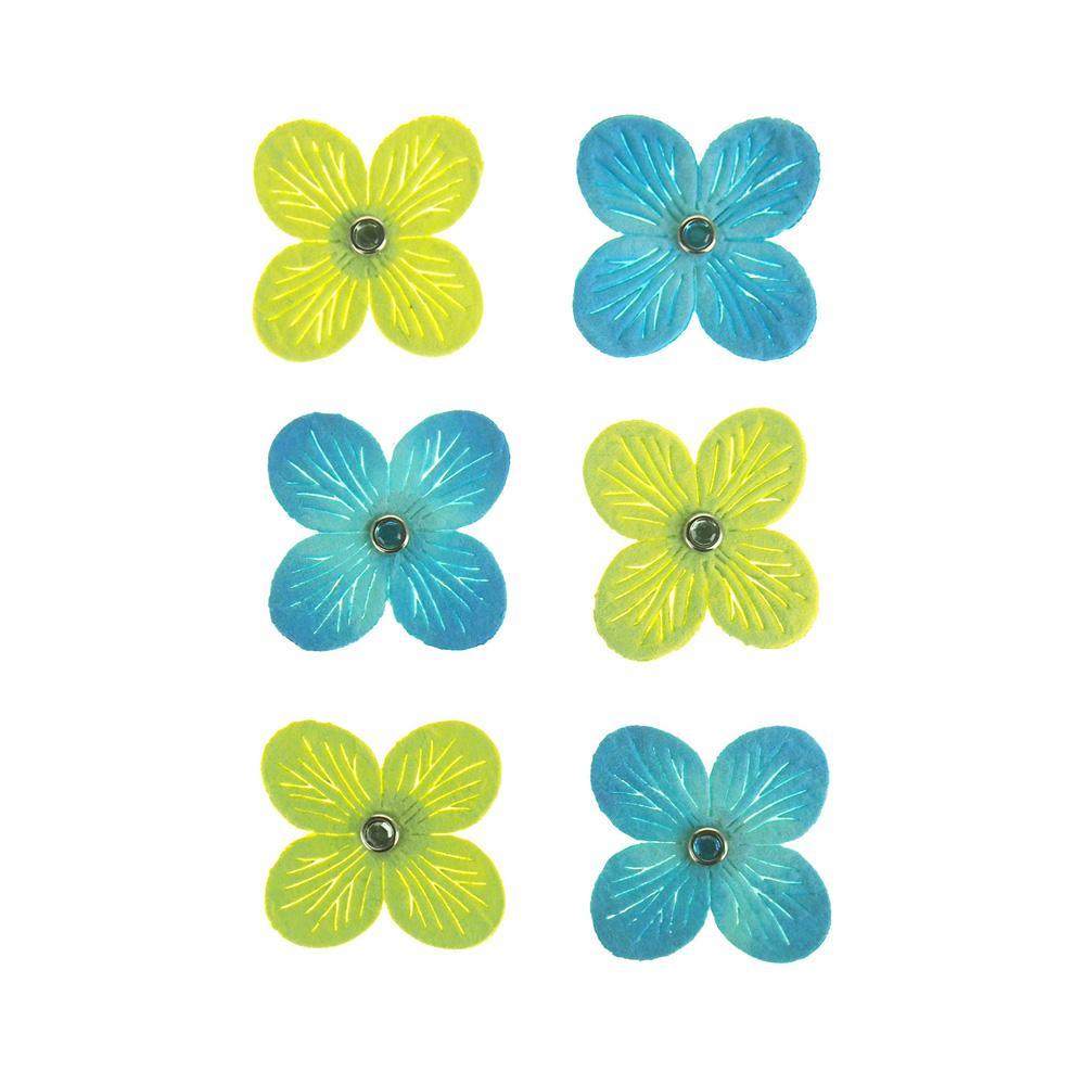 Self-Adhesive Flower Embellishment, 1-1/2-Inch, 6-Count, Sea Breeze